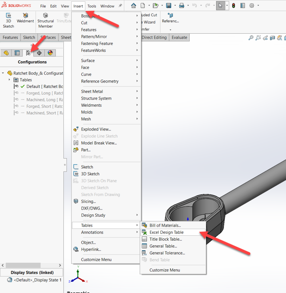 Konfigurationen werden in einer externen Exceltabelle gespeichert - Methoden für korrupte SOLIDWORKS Dateien