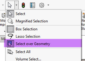 Auswahl wird auf «Auswahl auf Geometrie» umgestellt